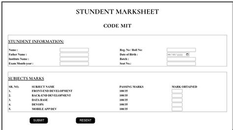 marksheet using html and css|MarkSheet using HTML, PHP, CSS and JavaScript .